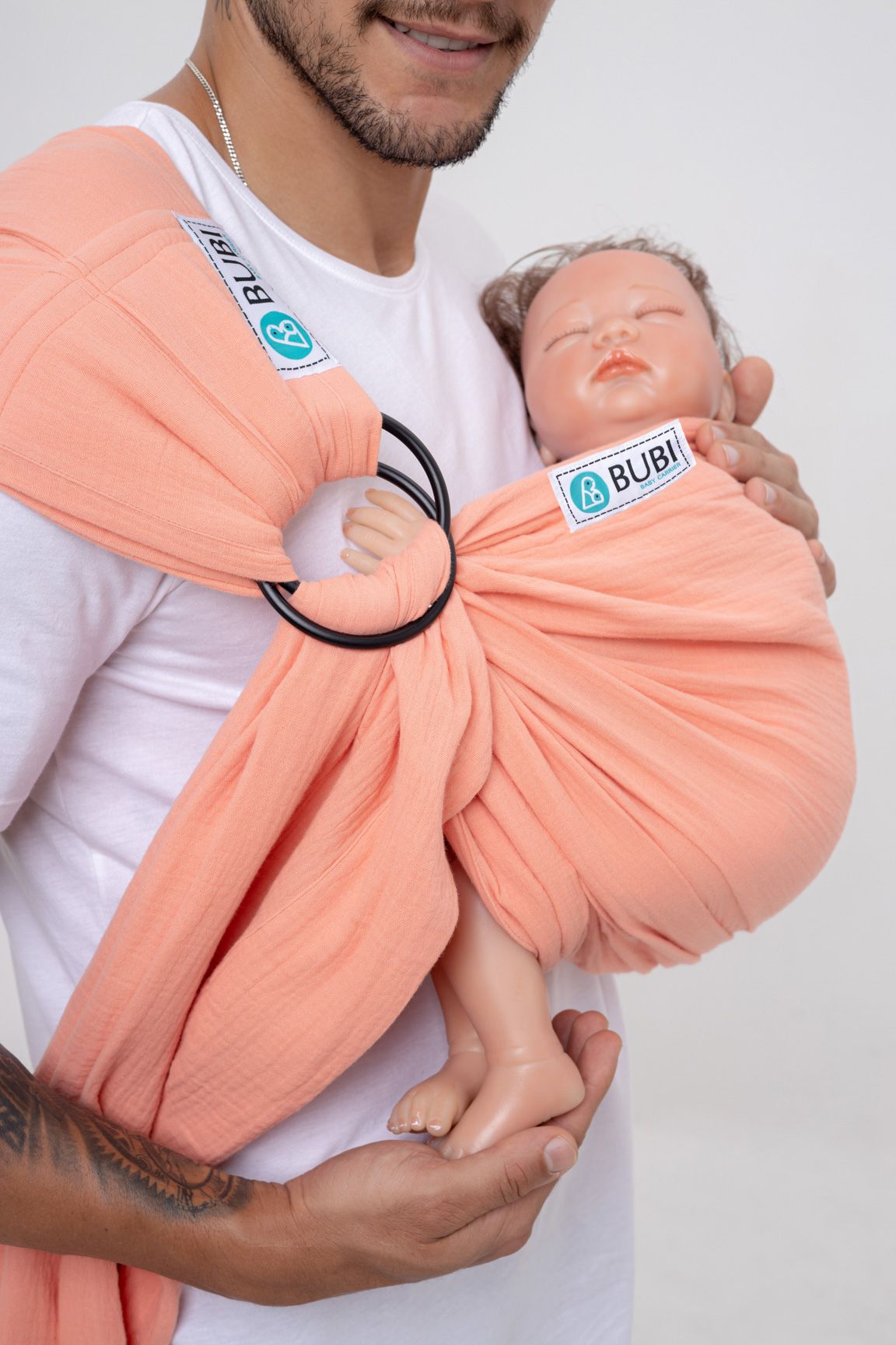  BUBI Ring Sling Gen 1 - Muslin Cotton - Hồng cam 