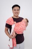  BUBI Ring Sling Gen 1 - Da cá cotton - Hoa đỏ 