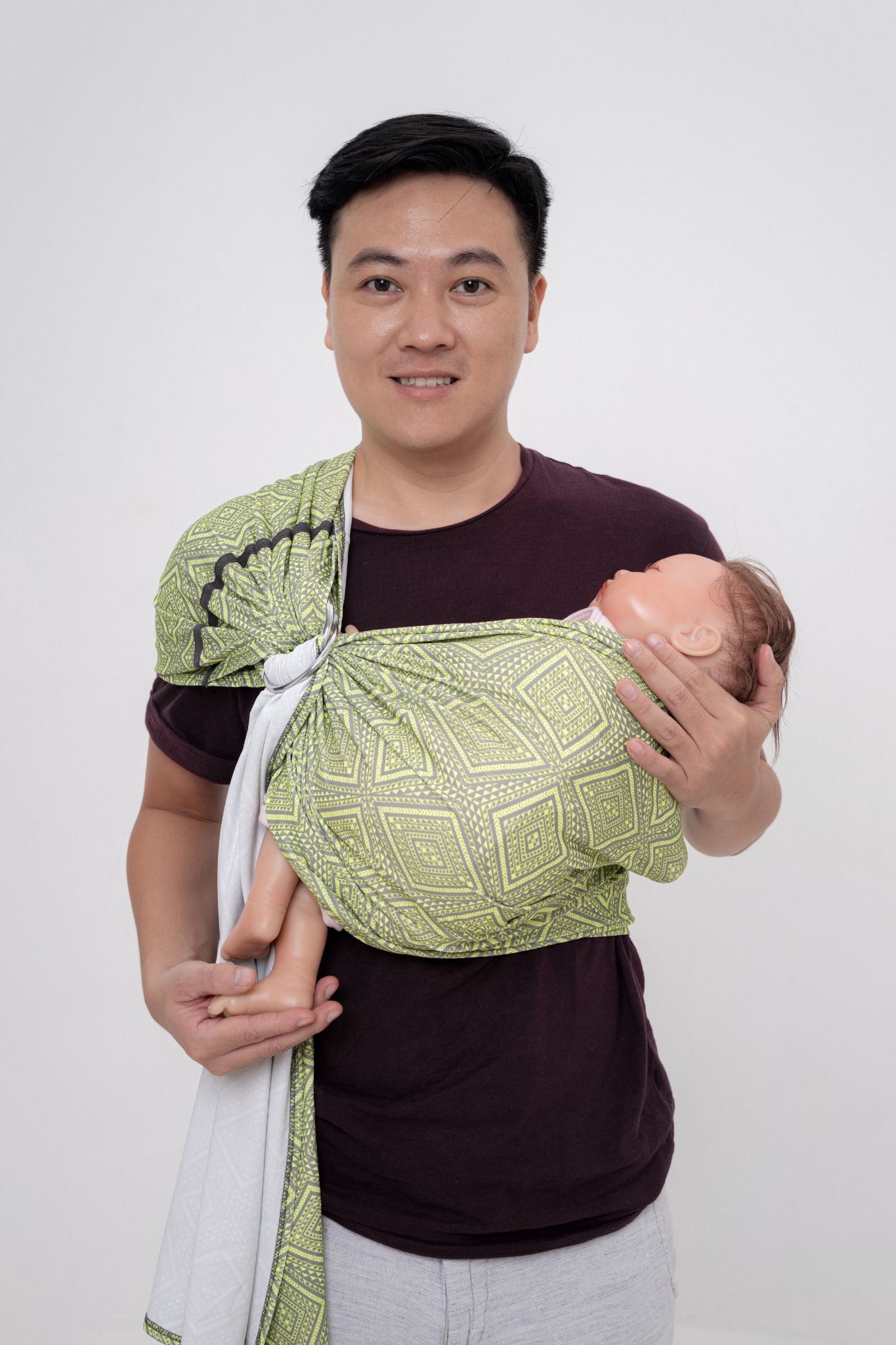  BUBI Ring Sling Gen 1 - Thun 4 chiều - Xanh lập thể 