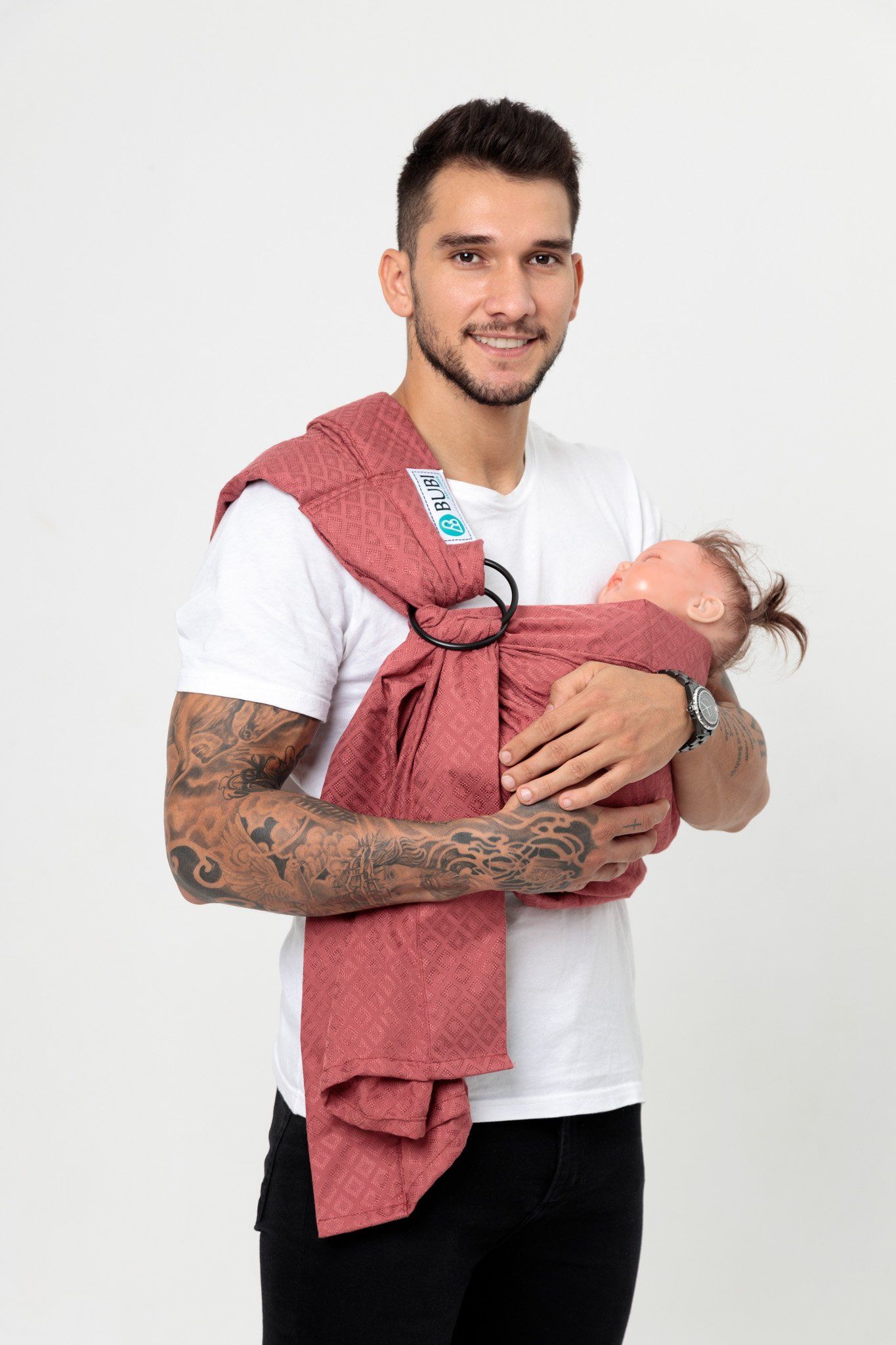  BUBI Ring Sling Gen 1 -  Lanh cotton - Nâu đất 