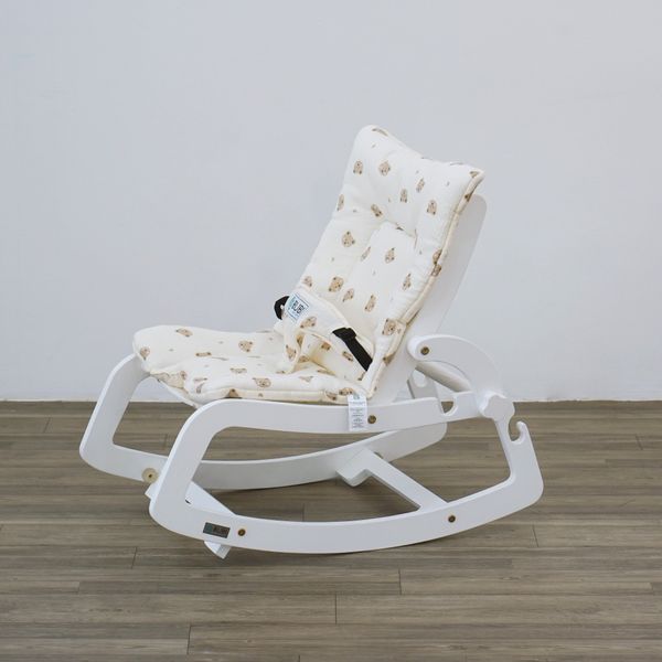  BUBI Bouncer V2 - White Frame w Brown Bear Top 