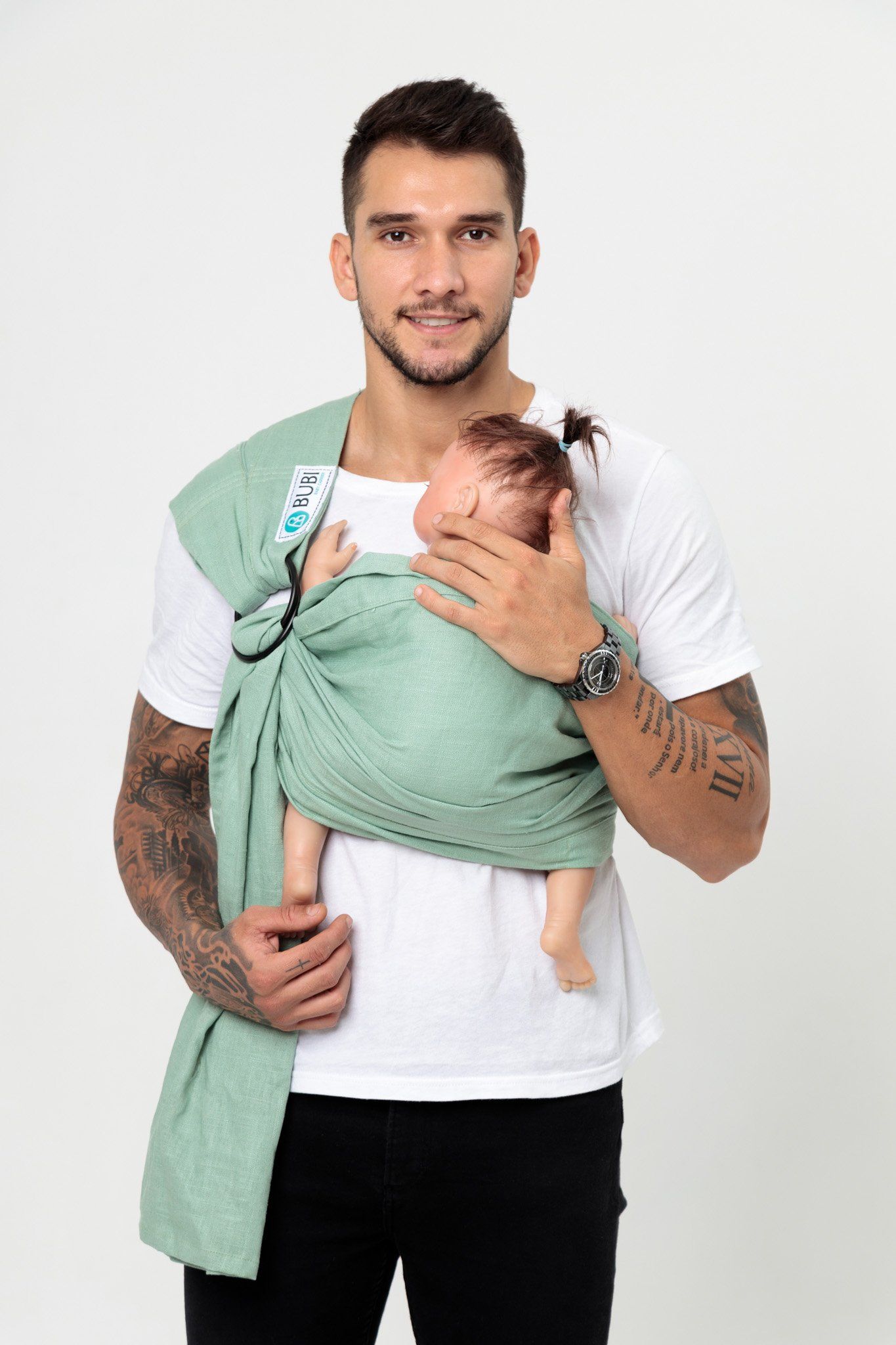  BUBI Ring Sling Gen 1 - Xanh trời - Linen cotton 