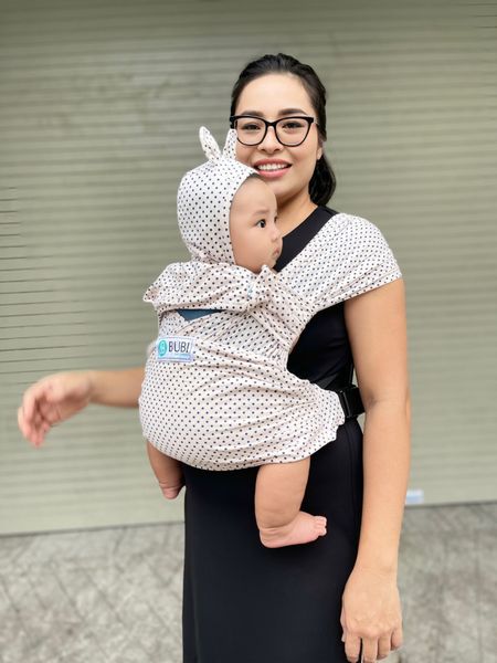  BUBI Sling Gen 2 Plus - Cotton - Hồng nhạt chấm bi 