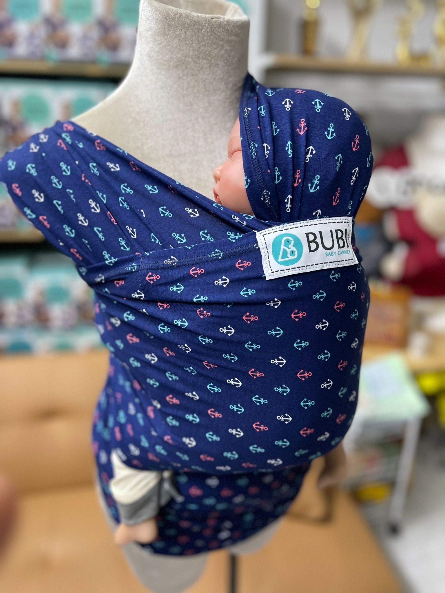  BUBI WRAP - Cotton - Xanh họa tiết 