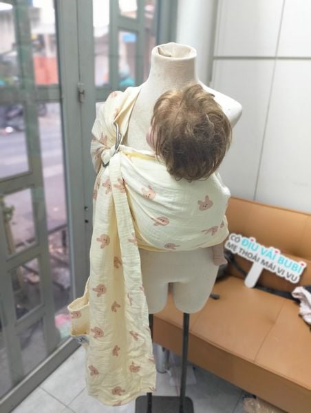  BUBI Ring Sling Gen 1 - Muslin Cotton - Thỏ hồng 