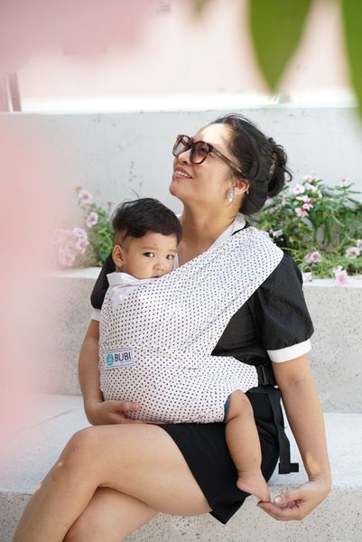  BUBI Sling Gen 2 Plus - Cotton - Hồng nhạt chấm bi 