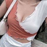  Áo croptop cổ V nhún ngực - YA113140 