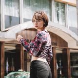  Áo croptop hoa tay dài cổ v - YA129230 