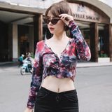  Áo croptop hoa tay dài cổ v - YA129230 