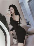  Đầm Body ÔM Tay Dài Đan Lưng YD270335 