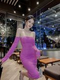  Đầm Body ÔM Tay Dài Đan Lưng YD270335 