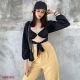  Áo croptop tay phồng cột eo YA023230 