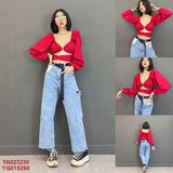  Áo croptop tay phồng cột eo YA023230 