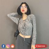  Áo Croptop Hoodie Tay Dài Đan Ngực - YA021220 