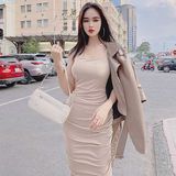  Đầm Body Nhún Sườn 2 Dây - YD105350 