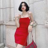  Đầm body dự tiệc đơn giản Velvet đỏ - YD0009 