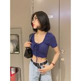  Áo Croptop Tay Ngắn Rút Ngực 