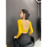  Áo Croptop hở lưng bo thun [CÓ SẴN MÚT NGỰC] 