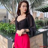  Áo Croptop Tay Phồng Đan Ngực - YA033230 