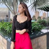  Áo Croptop Tay Phồng Đan Ngực - YA033230 