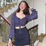  Áo Croptop Tay Phồng Đan Ngực - YA033230 