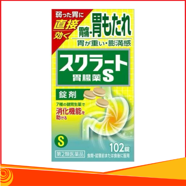 Viên uống chữa đau dạ dày, vi khuẩn HP và trào ngược dạ dày Sukurato 102 viên Nhật Bản