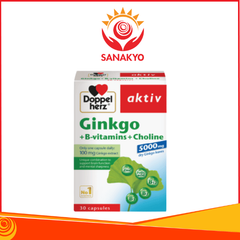 Ginkgo + B-vitamins + Choline - Hỗ trợ tăng cường tuần hoàn não - Hộp 30 viên