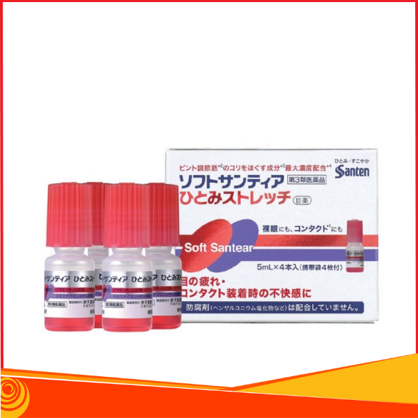 Nước nhỏ mắt nhân tạo Soft Santear giảm mệt mỏi 4 Lọ X 5Ml đỏ