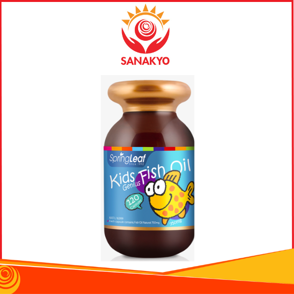 SpringLeaf Kid Fish Oil 750mg - Viên Uống Bổ Sung DHA Và EPA Cho Bé, Lọ 120 viên