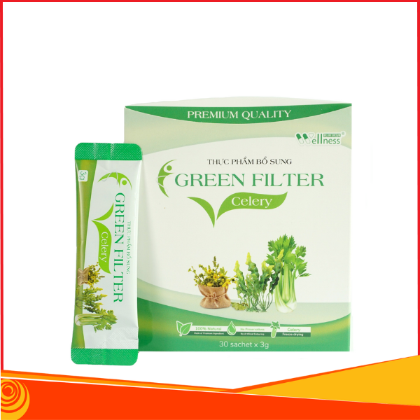 Bột cần tây Green Filter Celery - Hỗ trợ Thanh lọc cơ thể, Hàng chuẩn Việt Nam, Hộp 30 gói