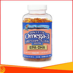 Dầu cá hồi Omega-3 Pure Alaska Omega 333mg của Nhật Bản hộp 450 viên - Bổ não, sáng mắt, bảo vệ tim mạch