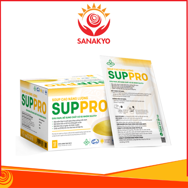 Suppro Cải tiến vị Gạo sữa  - Soup cao năng lượng Giàu đạm, Bổ sung chất xơ và nhóm SULFO+, Hộp 12 gói
