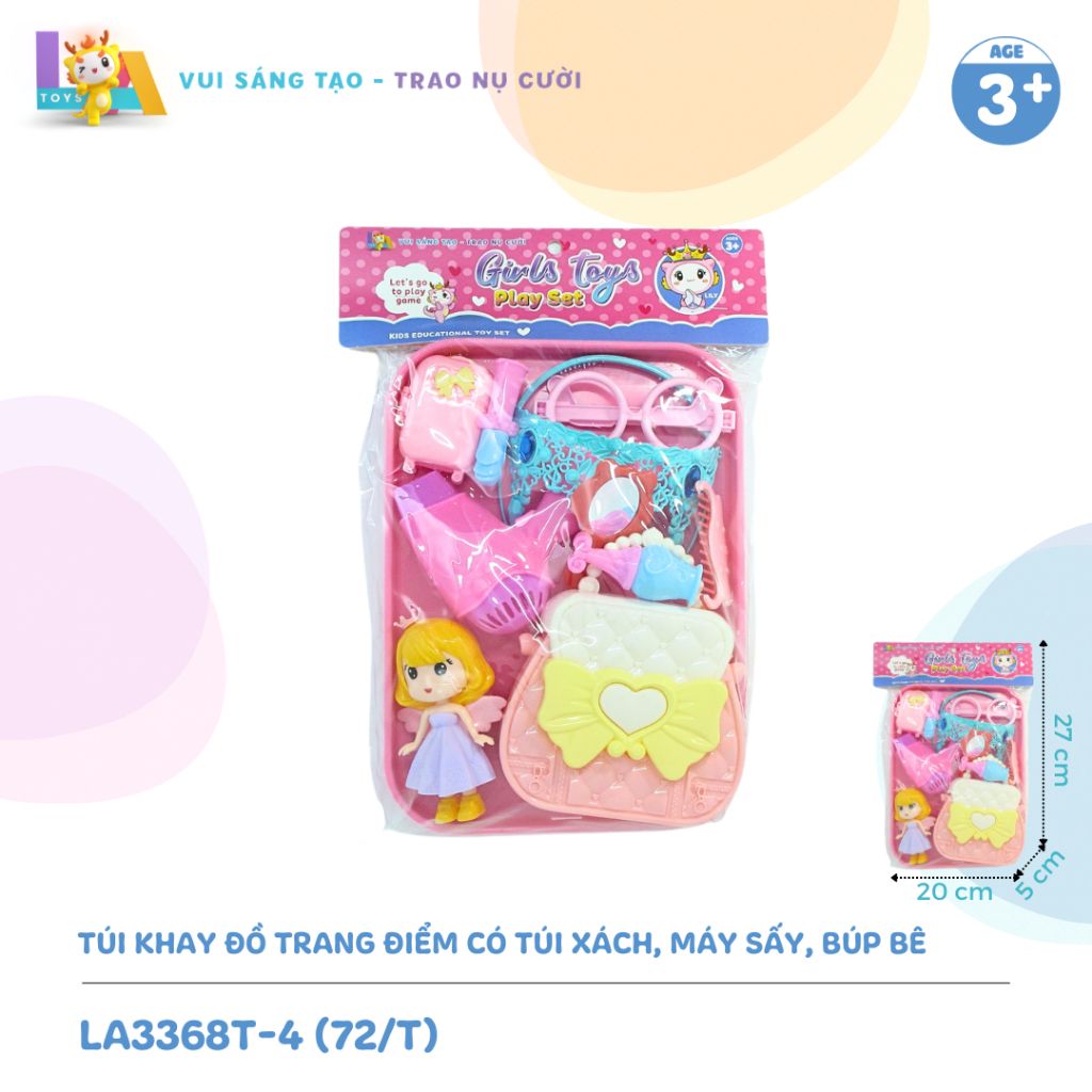  Túi khay đồ trang điểm có túi xách, máy sấy, búp bê LA3368T-4 