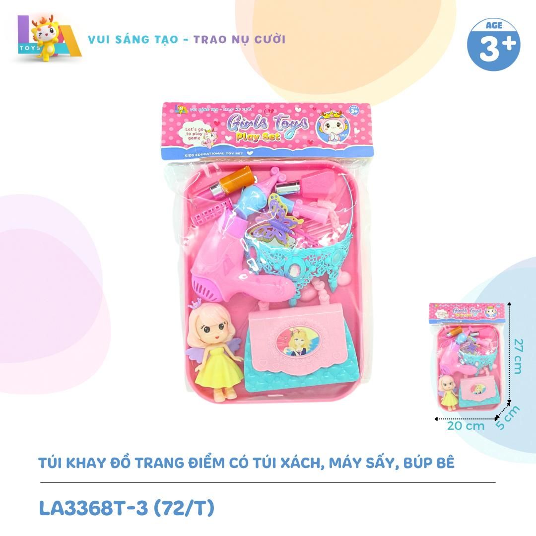  LAToys - Túi khay đồ trang điểm có xe máy, máy sấy, búp bê - Đồ chơi nhựa nguyên sinh an toàn 