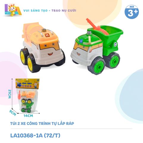  Set đồ chơi Túi 2 xe công trình tự lắp ráp LA10368-1A 