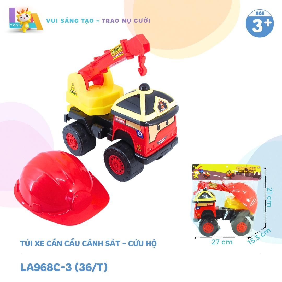  Bộ đồ chơi xe ben cảnh sát kèm mũ công trình và tua vít chất liệu nhựa nguyên sinh an toàn, giúp trẻ phát triển sự tư duy, tinh thần sáng tạo LAToys 