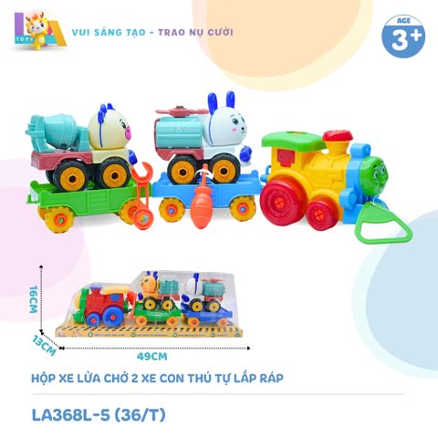  Set đồ chơi Hộp xe lửa chở 2 xe con thú tự lắp ráp LA368L-5 