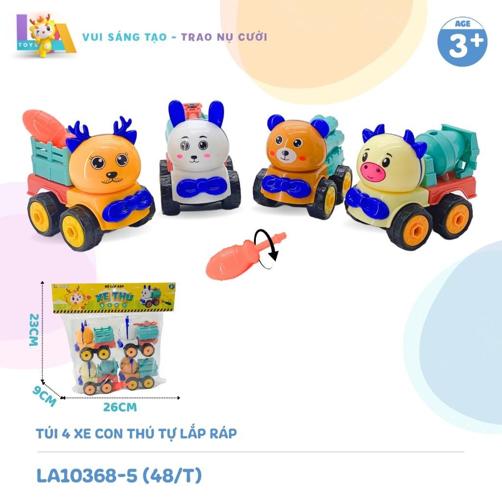  LAToys - Túi 4 xe công trình tự lắp ráp - Đồ chơi nhựa nguyên sinh an toàn cho bé 