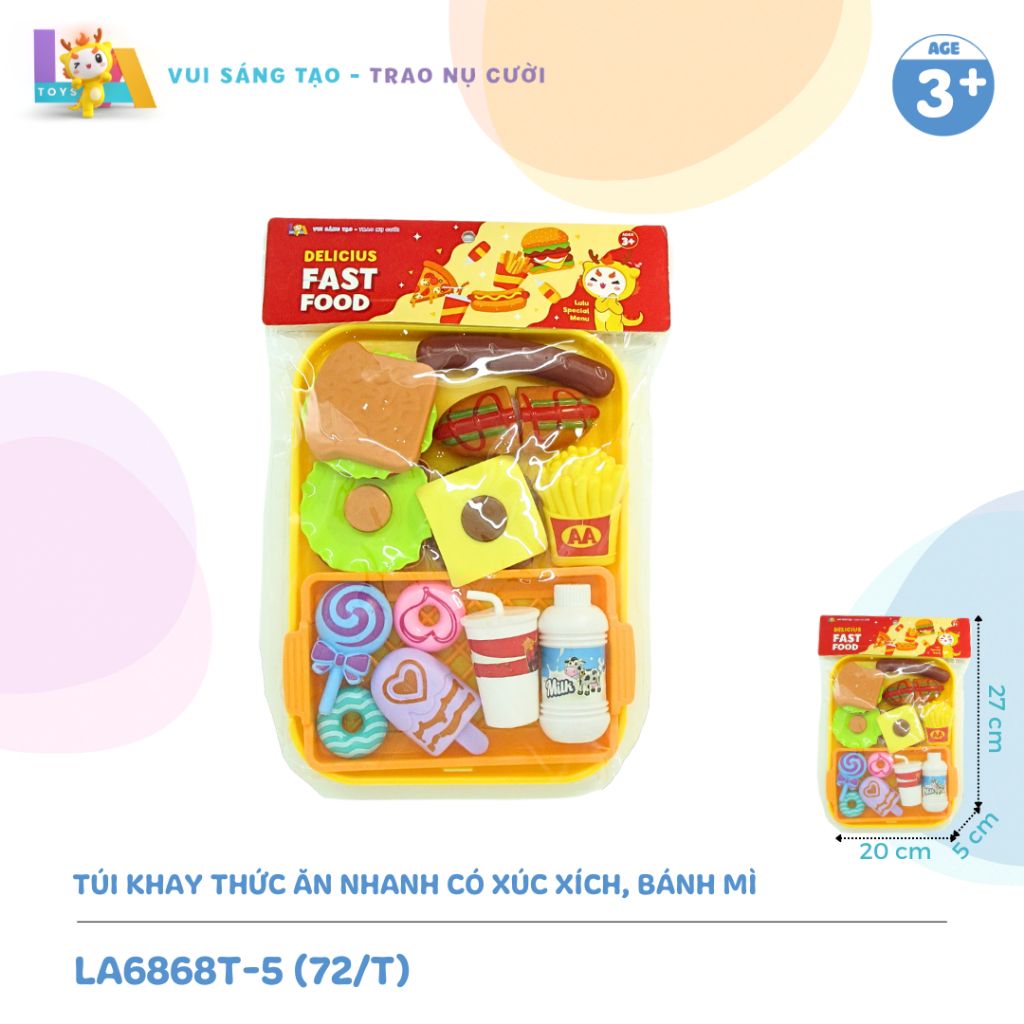  Túi đồ chơi khay thức ăn nhanh có xúc xích, bánh mì LA6868T-5 