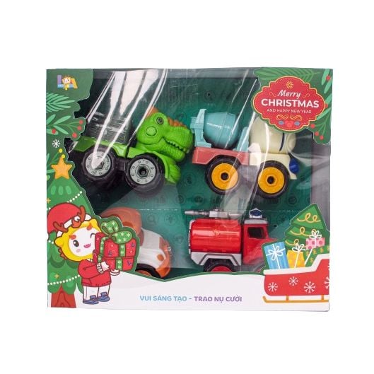  Đồ Chơi Giáng Sinh Bộ 4 xe lắp ráp LA10368-GS 