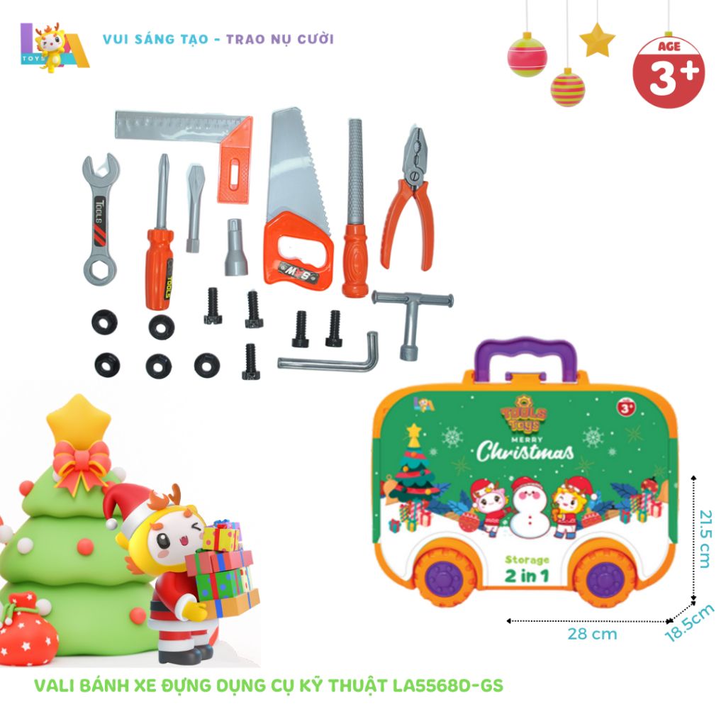  Đồ Chơi LAToys Giáng Sinh Vali bánh xe đựng dụng cụ kỹ thuật LA5568D-GS 