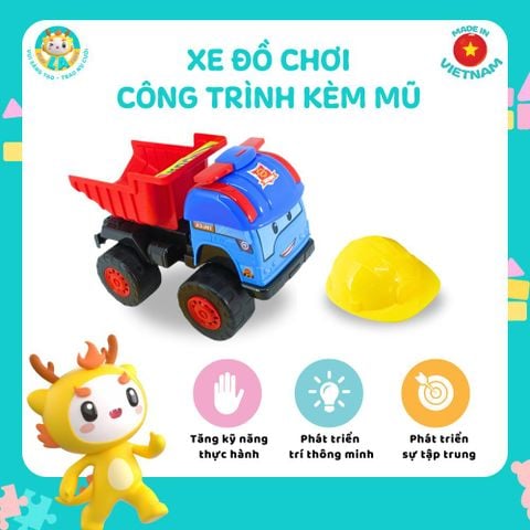  Bộ đồ chơi xe ben cảnh sát kèm mũ công trình và tua vít chất liệu nhựa nguyên sinh an toàn, giúp trẻ phát triển sự tư duy, tinh thần sáng tạo LAToys 