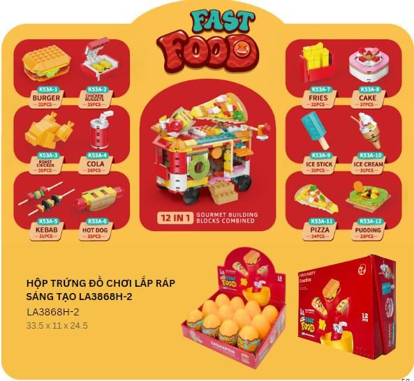  LAToys - Hộp trứng đồ chơi lắp ráp sáng tạo - Đồ chơi nhựa nguyên sinh an toàn cho bé  tặng 1 xe lắp ráp 