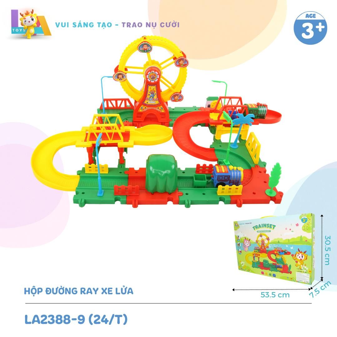  LAToys - Hộp đồ chơi đường ray xe lửa - Đồ chơi nhựa nguyên sinh an toàn tặng 1 xe lắp ráp và 1 trứng lắp ghép 