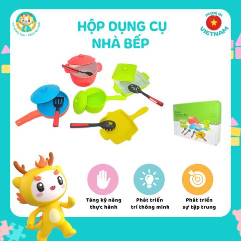  Hộp lớn đồ dụng cụ Nhà Bếp chất liệu nhựa nguyên sinh an toàn, giúp trẻ phát triển sự tư duy, tinh thần sáng tạo LAToys  LA6868H-1 