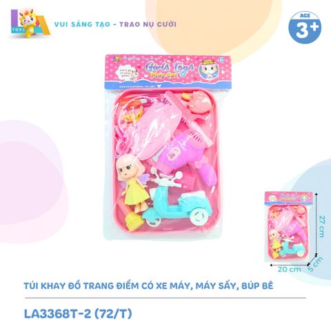  Túi khay đồ trang điểm có xe máy, máy sấy, búp bê LA3368T-2 