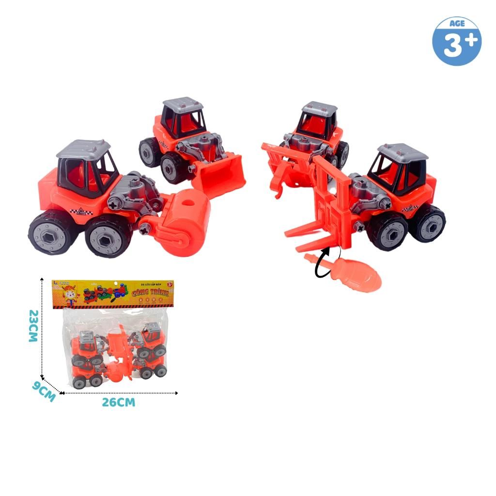  LAToys - Túi 4 xe công trình tự lắp ráp - Đồ chơi nhựa nguyên sinh an toàn cho bé 