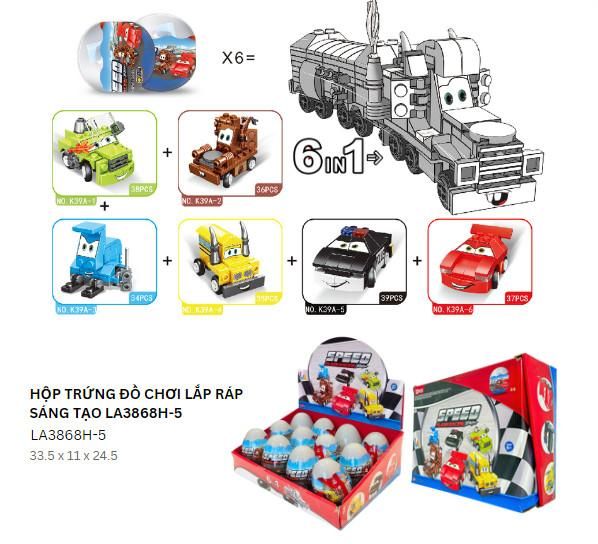  LAToys - Hộp trứng đồ chơi lắp ráp sáng tạo - Đồ chơi nhựa nguyên sinh an toàn cho bé  tặng 1 xe lắp ráp 