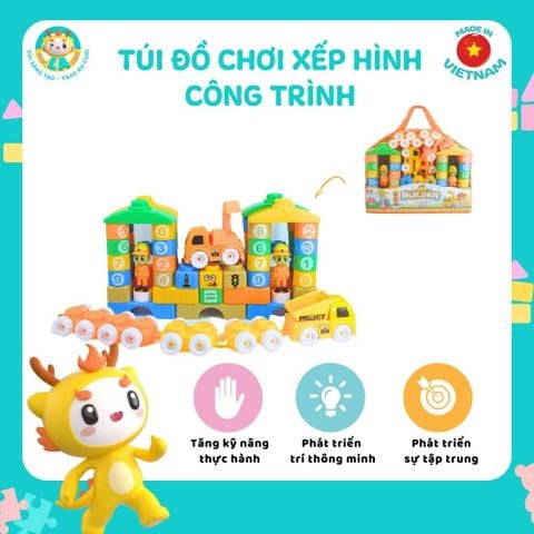  LAToys - Đồ chơi xếp hình phát triển trí não - Đồ chơi nhựa nguyên sinh an toàn lành tính cho bé  tặng 1 xe lắp ráp và 1 trứng lắp ghép 