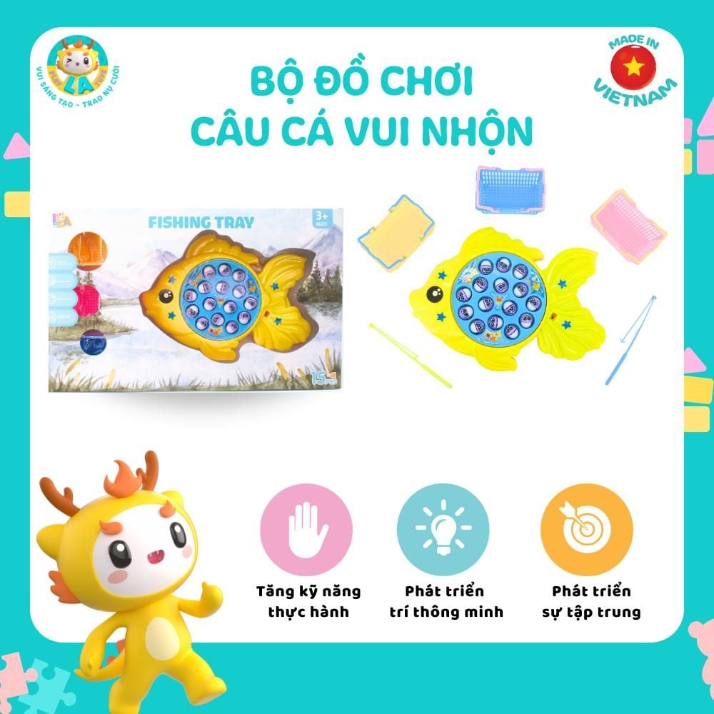  LAToys - Hộp đồ chơi câu cá chạy bằng pin - Đồ chơi nhựa nguyên sinh an toàn cho bé  tặng 1 xe lắp ráp 